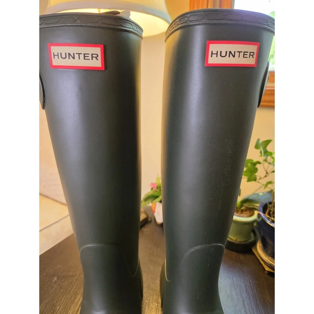 Hunter Orig Wms Tall Rain Boots Olive Green Matte Rubber WP Wellies 11 NEW! $190